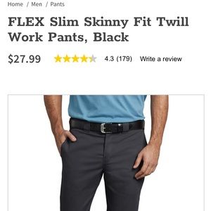 flex slim skinny fit twill work pants